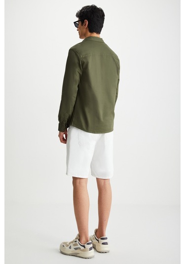 Nader Erkek Kalın Dokuma Kanvas Kumaşlı Gömlek Tipi Haki Ceket