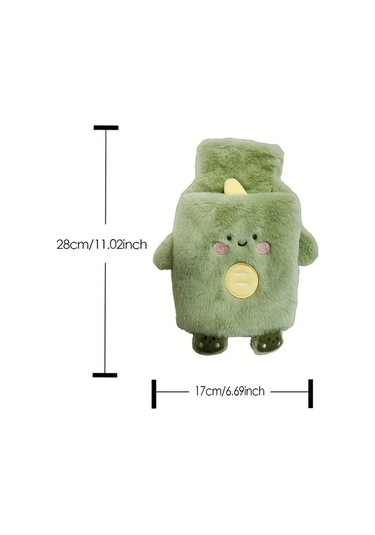 Elmpaly Yeşil Dinozor Pvc Astarlı Isıtmalı Termos 33 81 Onz Şirin Peluş Hayvan Tasarım Çıkarılabilir Ayaklı Taşınabilir Menstrual Isıtma Yastığı Hızlı Isınma Uzun Süreli Sıcak Tutma Antrasit