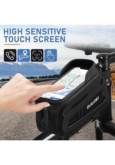 Willowhaven Black Qy626 Bisiklet Ön Çerçeve Çantası Dokunmatik Ekran Tpu Telefon Tutucu Haki