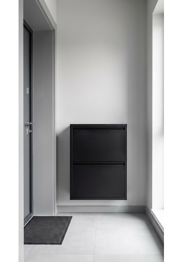 İkili 2'li Metal Ayakkabılık Premium Siyah Siyah