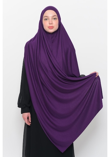 Hazır Pratik Geçmeli Lüks Düz Penye Şal Çapraz Hizalı Mürdüm