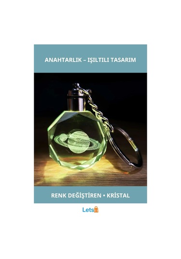 Renk Değiştiren Şık Satürn Gezegen Tasarım Işıklı Anahtarlık 10 Cm Çok Renkli