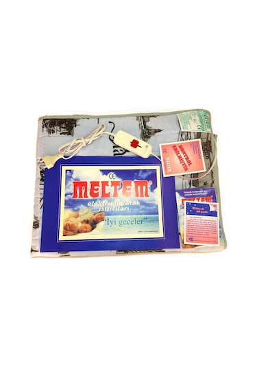 Meltem Tek Kişilik Elektrikli Battaniye Çok Renkli Pamuk Kumaş 90 x 150 CM Çok Renkli