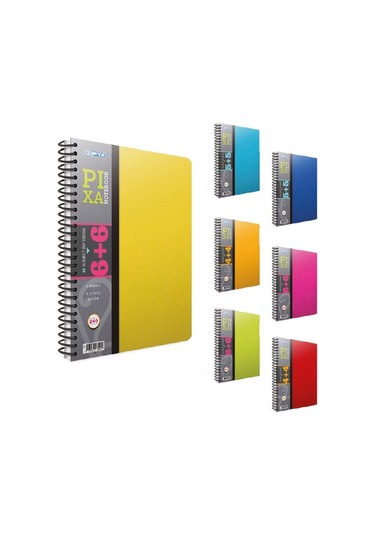 Gıpta Pixa 4 Kareli+4 Çizgili Bölümlü Spiralli Defter 160 Yp.