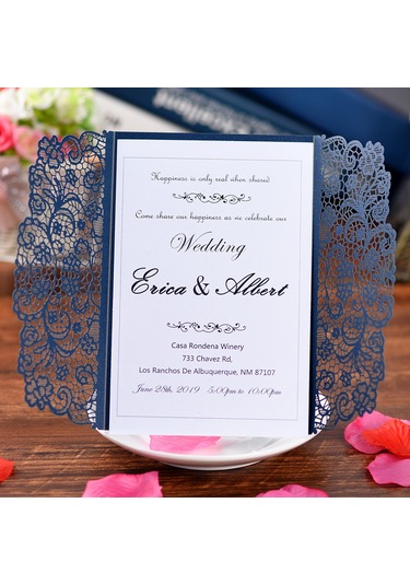 Springsun "10 Adet İnci Kağıdından Zarif Çiçek Desenli Davetiye Kartları - Düğün, Doğum Günü, Yıldönümü İçin" XL