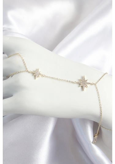 Pirinç Zirkon Taşlı Kutup Yıldızı Model Gold Renk Kadın Şahmeran - Tj-sn705 Çok Renkli