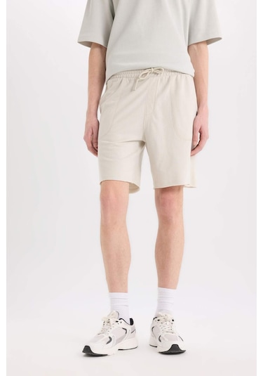 DeFacto %100 Pamuk Slim Fit Dar Kesim Dar Paça Cepli Basic Düz Şort B8673AX25SMGR437