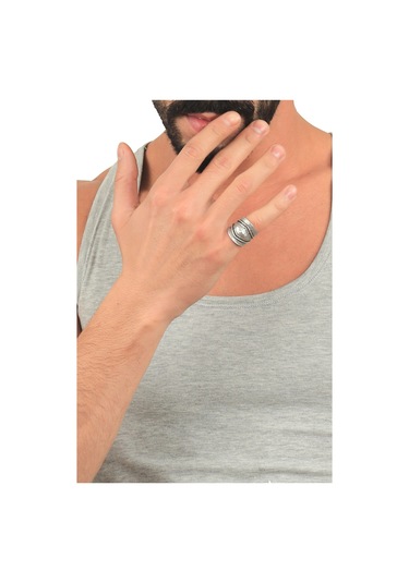 Labalaba Erkek Antik Gümüş Kaplama Ayarlanabilir Bohem Yüzük Gümüş