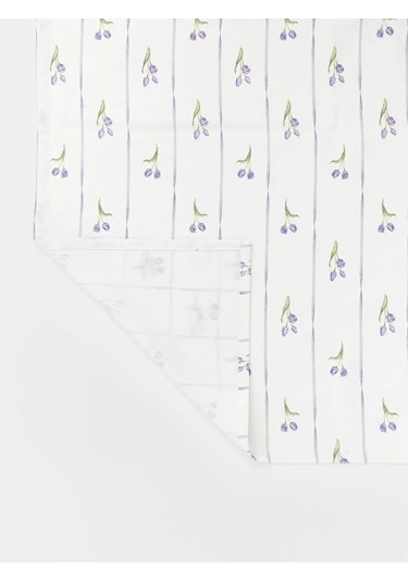 Karışık Çiçekli Ve Çizgili Desenli Çift Kişilik Pike Karışık Renk