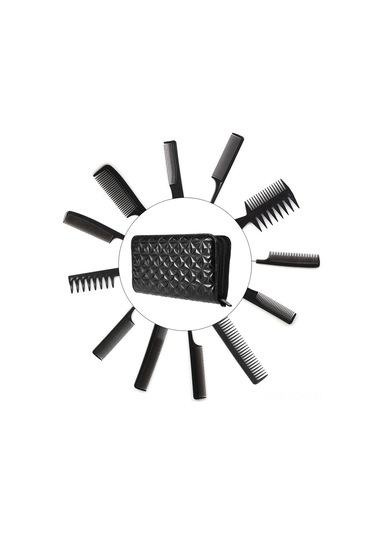 Qingmipy "profesyonel Kuaför Çantası - Çift Katlı Pu Makas Ve Tarak Seti İçin Şık Ve Dayanıklı" Diğer