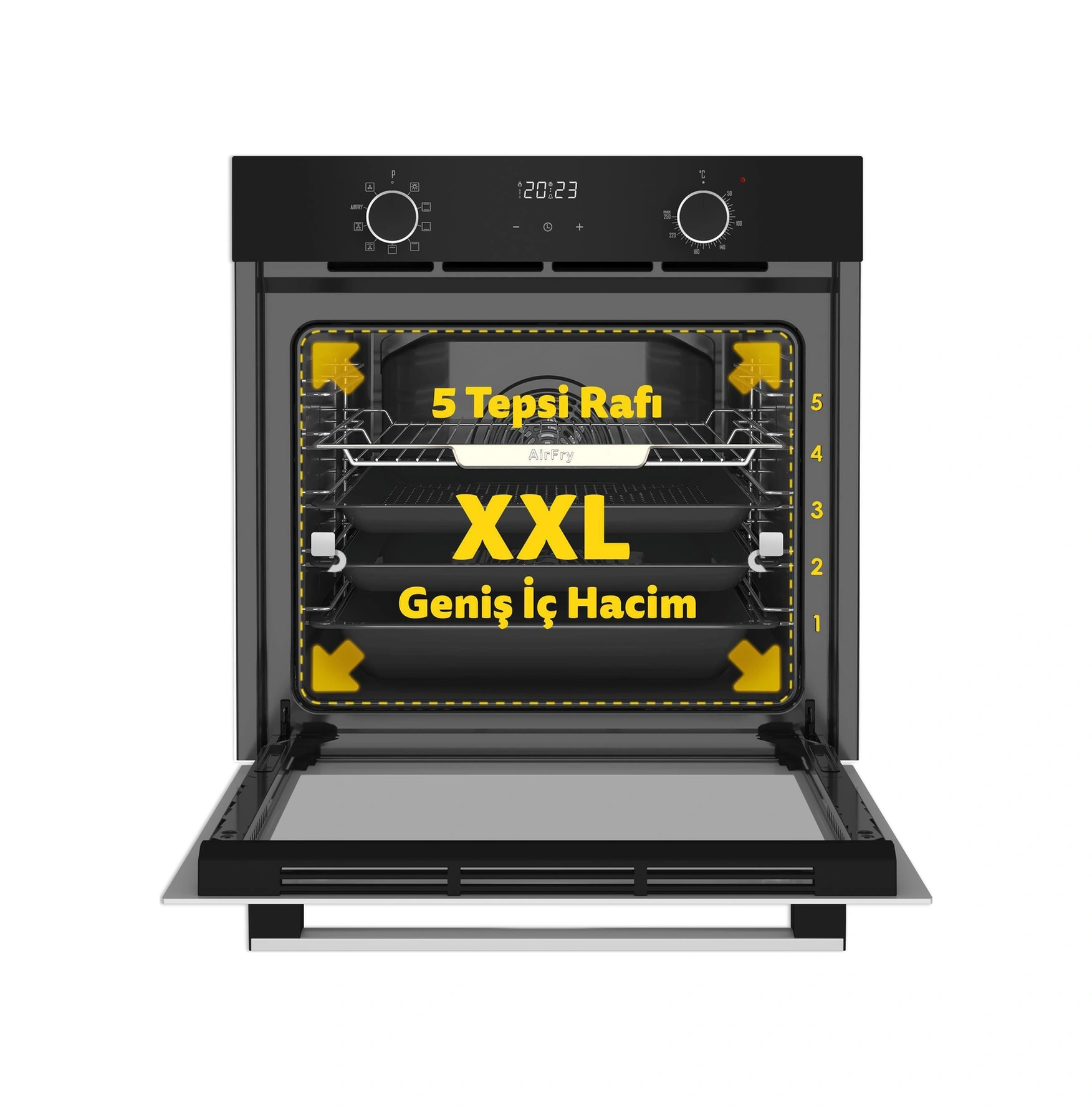 Simfer 8215 10 Fonksiyon Airfry Siyah Cam Ankastre Fırın Dijital