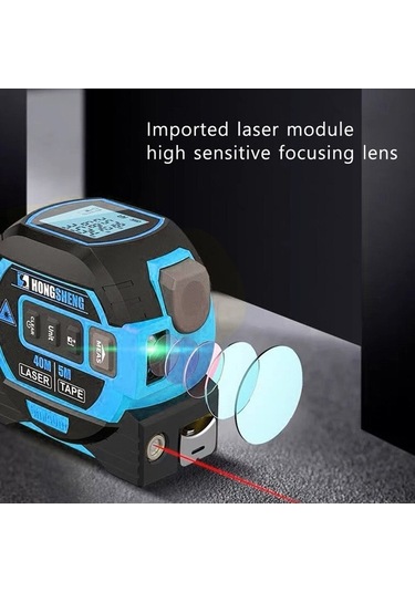 Pazly 3'ü 1 Arada Lazer Şerit Metre: 40m Lazer Uzaklık + 5m Şerit + Çapraz Ölçüm - Pratik Ve Hassas Ölçüm Aracı