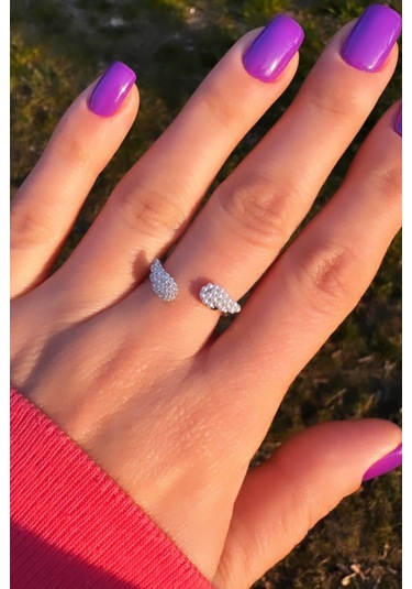 İncili Ve Zirkontaşlı Ayarlamalı Melek Yüzük - Gümüş Renk Silver