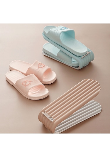 Kosona Çift Katlı Ayarı Yapılabilir Pp Malzeme Ev Odası Giyim Dolabı Organizatörü - Pembe 25.5x15x6cm Diğer