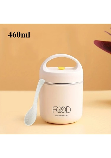 Meridiangoods Beige 680ml Paslanmaz Çelik 3ü 1 Arada Termal Yemek Seti 12 Saat Sıcak Tutar Bej