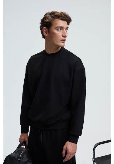 Grimelange Vıento Erkek Bisiklet Yaka Uzun Kollu Regular Fit Siyah Sweatshirt Siyah