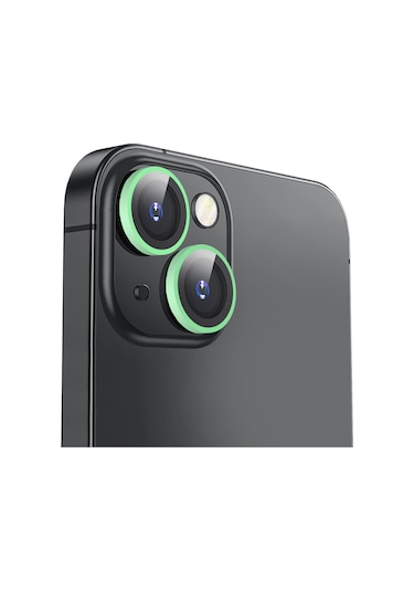 Buff Apple Uyumlu iPhone 15 / 15 Plus Neon Metal Lens Koruyucu Yeşil