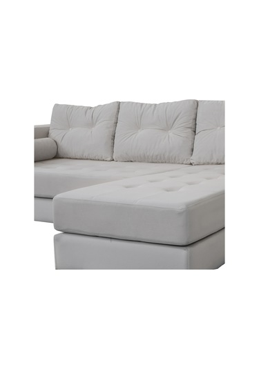 Eymense Kraft Kadife Köşe Koltuk Beyaz