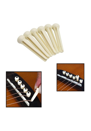 Midex Sn-10wh Akustik Gitar Köprü Pimi 6 Adet Beyaz