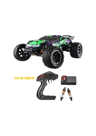 Elektrikli Rc 1:8 Ölçek Servo Motor Süspansiyonlu Arazi Aracı Spor Araç 85 Km Hız Rc Araç - Yeşil