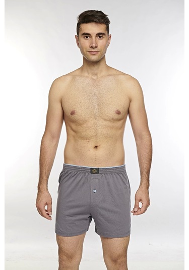 Kolcu Önü Düğmeli Erkek Havlu Bel Boxer K13230 - Füme Füme