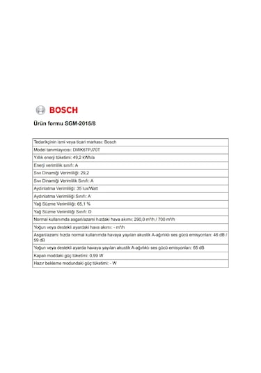 Bosch DWK67PJ70T Cam Yüzey Duvar Tipi Davlumbaz