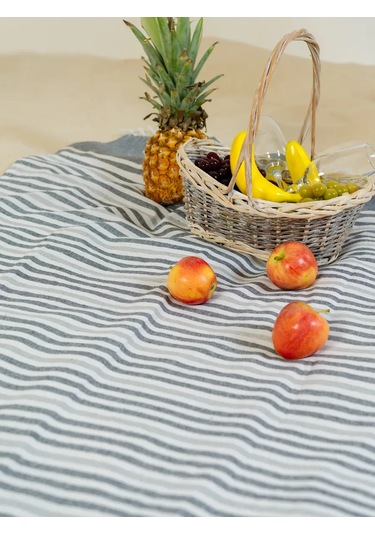 Gang Büyük Plaj Havlusu 90x180 Cm Pamuk Hint 391941653 Gri