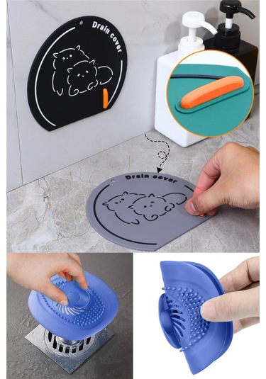 Kötü Koku Önleyici Su Sızdırma Ped Gri Ve Silikon Gider Süzgeci