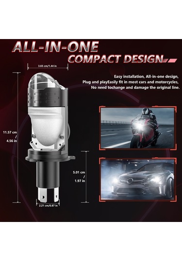 Yifomall H4 Led Far Ampulü 80w 10000lm Ip67 Su Geçirmez Araç Farı - Çift Soğutmalı