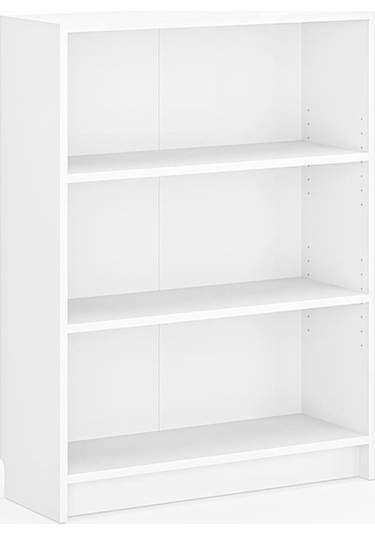 Bili Kitaplık 3 Raflı Geniş Çok Amaçlı Ofis Salon Kitap Dosya Rafı Beyaz Beyaz