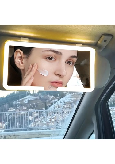 Lumaworld Siyah Led'li Ayrılabilir Araç Makyaj Aynası - Usb Şarjlı Pratik Vanity Aynası Siyah