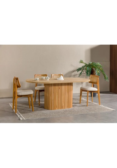 Lota Yemek Odası Takımı Yemek Masası + 4 Adet Sandalye Kahverengi