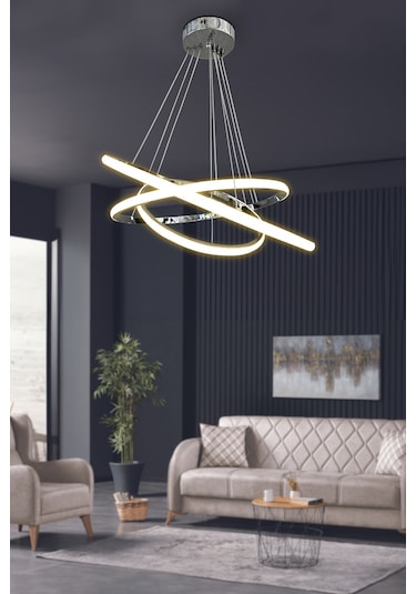 3'lü Çember Led Avize - - Kumandalı / Siyah Siyah