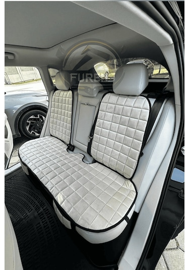 Togg T10x Bej Renk Tay Tüyü Cepli & Terletmez Sırtlı Oto Koltuk Minder Seti - Koltuk Koruma Kılıfı Ön & Arka Tam Set