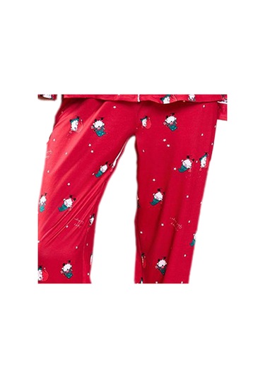 Suntek Yılbaşı Pijama Takımı Ev Giyimi Yumuşak Gecelik Kırmızı