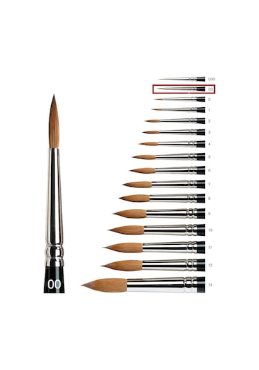 Samur 145 Serisi Yurvarlak Uçlu Sulu Boya Fırçası No:00