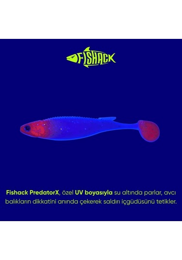 Silikon Balık - 10g 100mm - Fishack Predatorx - Uv Boyalı - Redhead