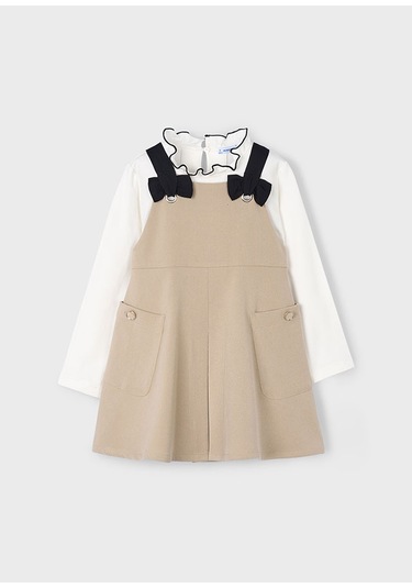 Mayoral 4914-20 Kız Çocuk Bej Elbise Bej