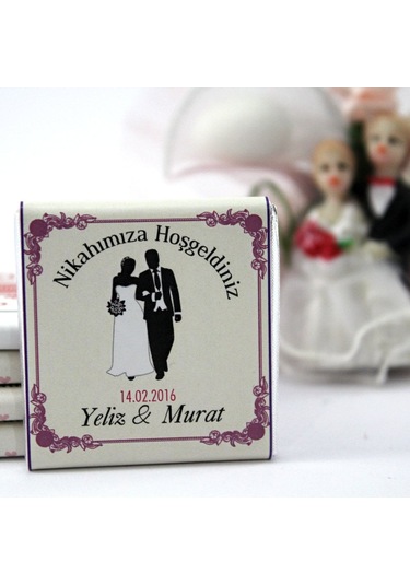 Dark Brown Nikah Çikolatası Kişiselleştirilebilir El Yapımı Madlen Çikolata NKK2 150 Adet