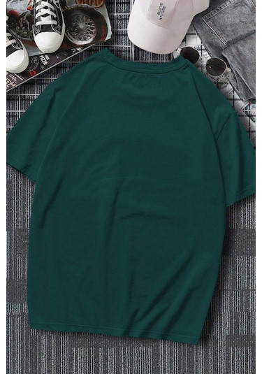 Erkek Boğa Silüet Baskılı Oversize Tshirt Yeşil