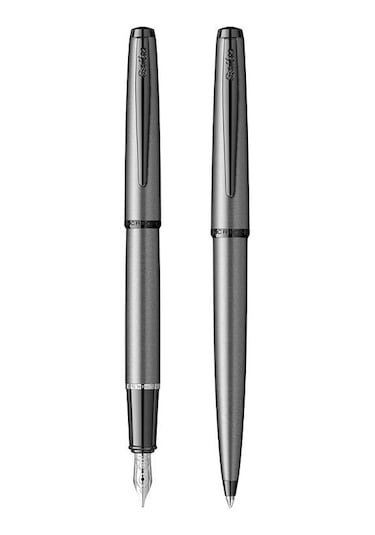 Scrikss Metropolis Dolma Kalem Ve Tükenmez Kalem Takımı M Uç Mat Gri 78mg Gri