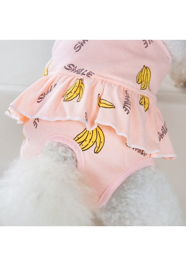 Muz Baskılı Köpek Fizyolojik Pantolon Rahat Nefes Alabilir Askılı Pet Fizyolojik Pantolon, Boyut: Xl Pembe