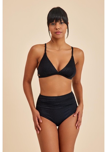 Amarelle Bali Siyah Yüksek Belli Toparlayıcı Bikini Alt Siyah