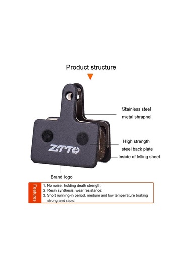 2 Çift Ztto Bisiklet Disk Fren Balataları Dağ Bisikleti Yarı Metalik Reçine Fren Balataları, Model: Ms-05c Siyah
