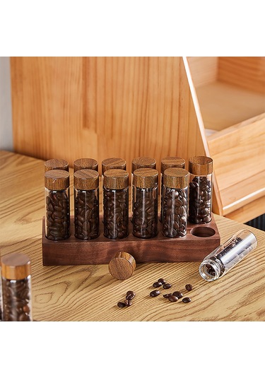 Tek Doz Kahve Çekirdeği Depolama 12 Tüp Çok Amaçlı Kahverengi Kahverengi