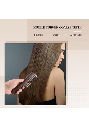 Xurunkeji Sandal Ağacı Geniş Dişli Tarak Kıvırcık Saç Taşınabilir Kaba Dişli Ahşap Tarak Saç Masaj Aleti Kaba