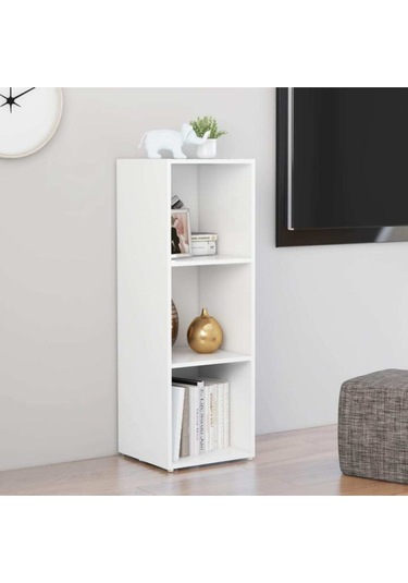 Kitaplık Televizyon Sehpası Ünitesi Beyaz 3 Raflı 30 Cm Beyaz