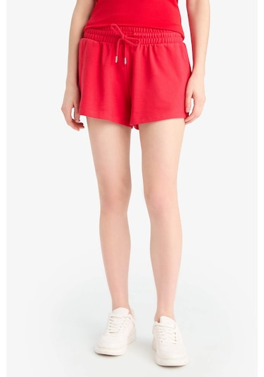 DeFacto Regular Fit Beli Bağcıklı Normal Bel Düz Paça Şort C7600AX25SMRD286 Kırmızı