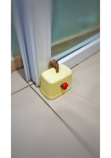 Beton Stoper Dekoratif Uğur Böcekli Beton Kapı Stoperi Kapı Önü Ağırlık Kapı Tamponu Sarı