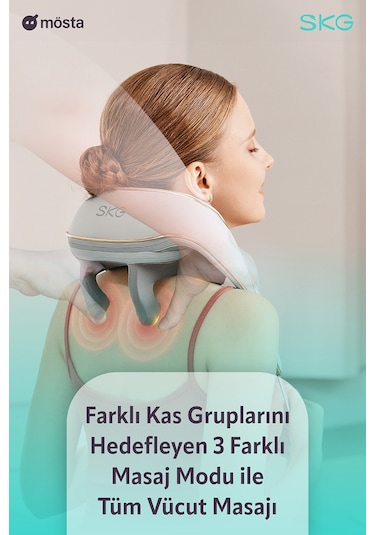 Skg H5 Mini Taşınabilir Omuz Ve Boyun Masaj Aleti, 6d Shiatsu Masaj Terapisi, Termoterapi Gri